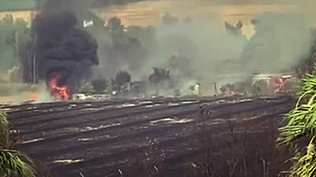 incendio en el antiguo cauce del río Genil